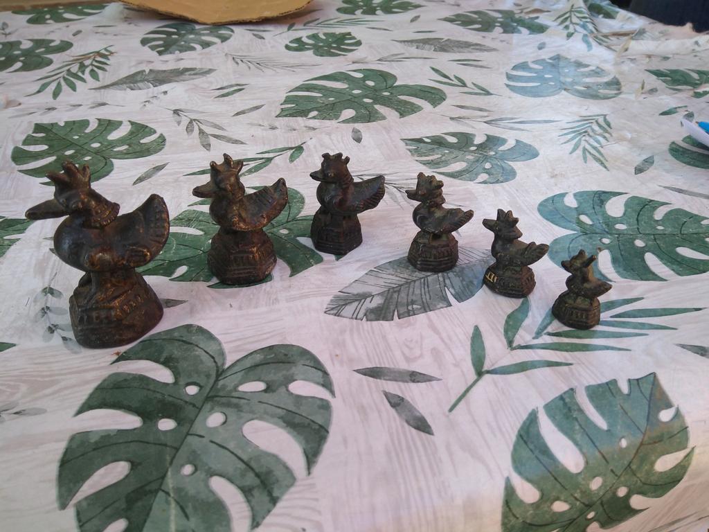 Set van 6 antieke opium gewichten, Antiek en Kunst, Ophalen of Verzenden