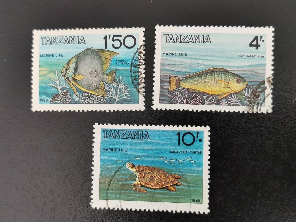 Tanzanie 1986 - faune sous-marine - poissons, tortues de mer, Timbres & Monnaies, Timbres | Afrique, Enlèvement ou Envoi, Tanzanie