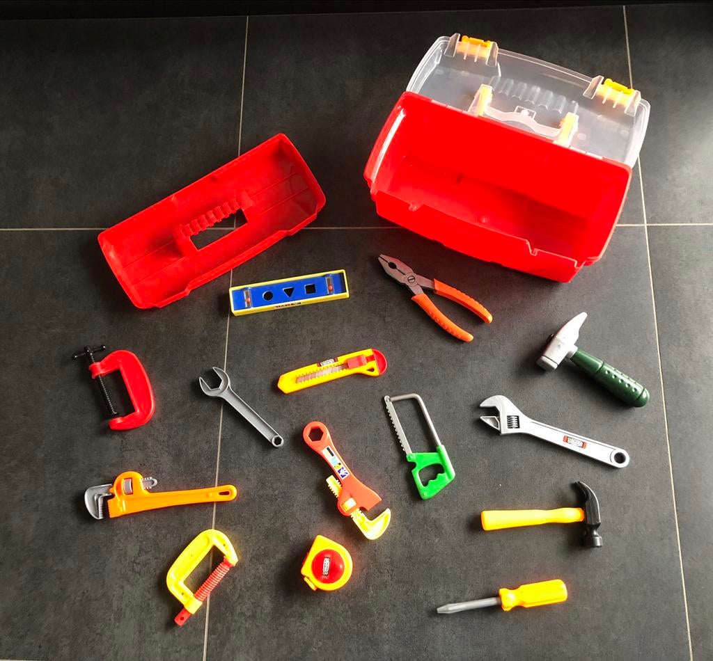Speelgoed werkkist met werkmateriaal 14stuks., Ophalen of Verzenden