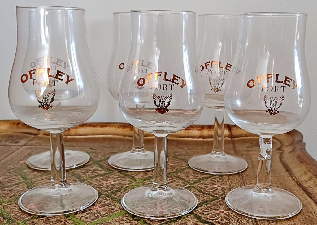 6 verres à vin / porto "Offley Port" sur pied, vintage, Ophalen of Verzenden, Zo goed als nieuw, Overige typen