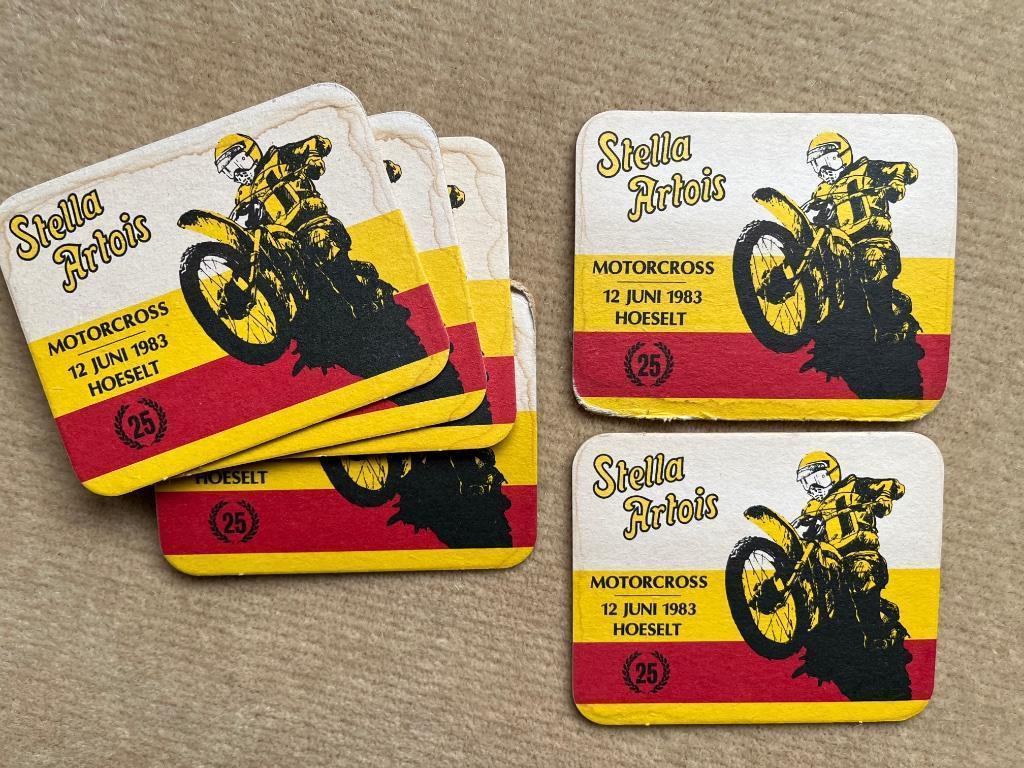 Bierviltjes Stella Artois 1983 Motorcross Hoeselt, Verzamelen, Ophalen of Verzenden, Viltje(s), Stella Artois