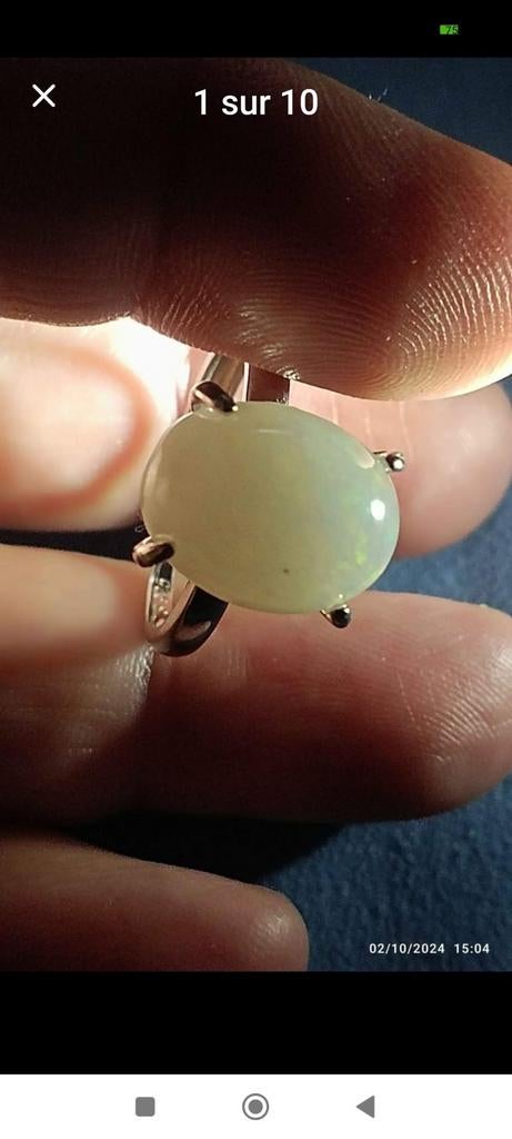 Bague en argent massif avec grande opale naturelle, Bijoux, Sacs & Beauté, Bagues, Neuf, Enlèvement ou Envoi, Autres couleurs