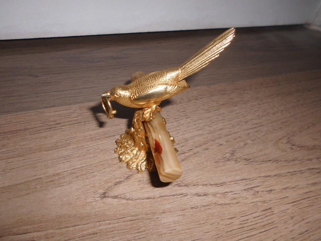 vintage - MIRELLA vogelringhouder van goudkleurig metaal, Handtassen en Accessoires, Ringen, Ophalen of Verzenden