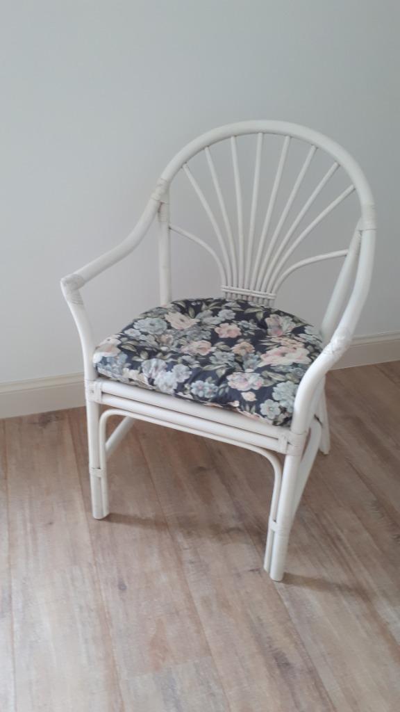 Vintage rotan armstoel met kussen, Ophalen