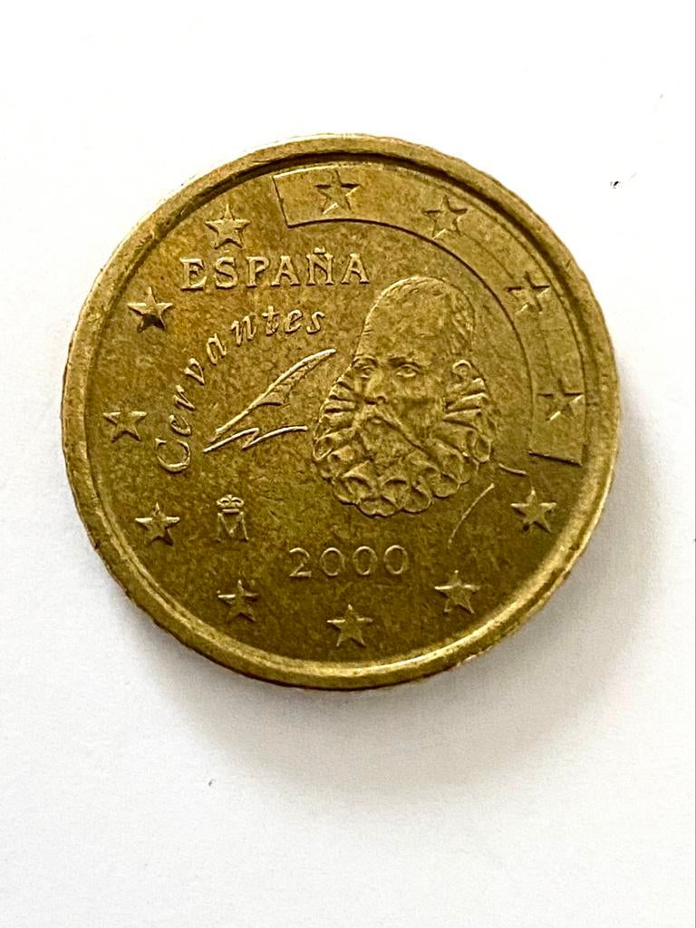 Pièce 50 €centimes - Espagne - Cervantes - 2000, Timbres & Monnaies, Enlèvement ou Envoi, Espagne, 50 centimes