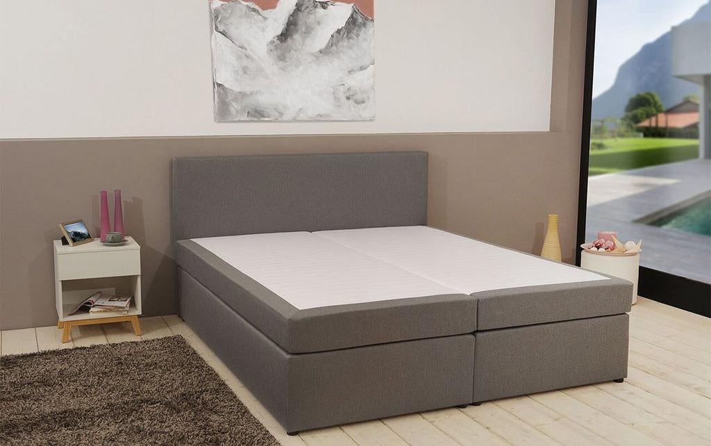 Boxspring Fiona. 449,99 euro goedkoper dan de concurrent !, Verzenden, Nieuw, Grijs, Overige maten