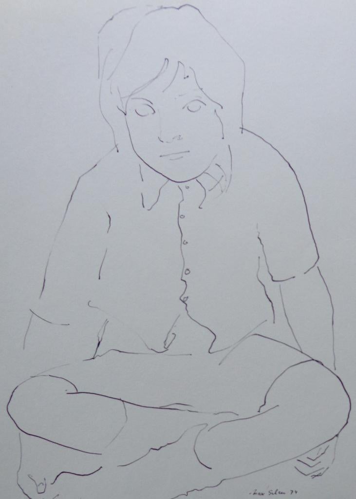 MAX SELEN / ZITTEND KIND / ORIGINEEL WERK / 40x30cm / SIG 74, Ophalen of Verzenden