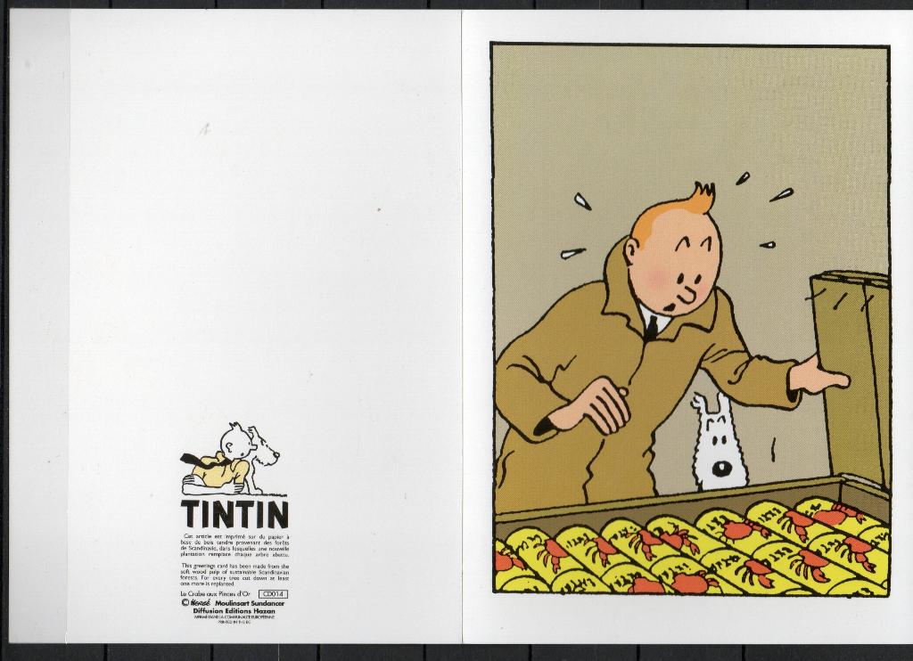 Grande carte postale double pliante : Tintin, Collections, Enlèvement ou Envoi
