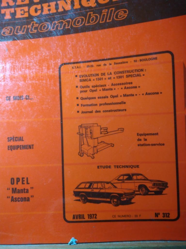 RTA - Opel Manta - Ascona - Simca 1501 - 1301, Verzenden