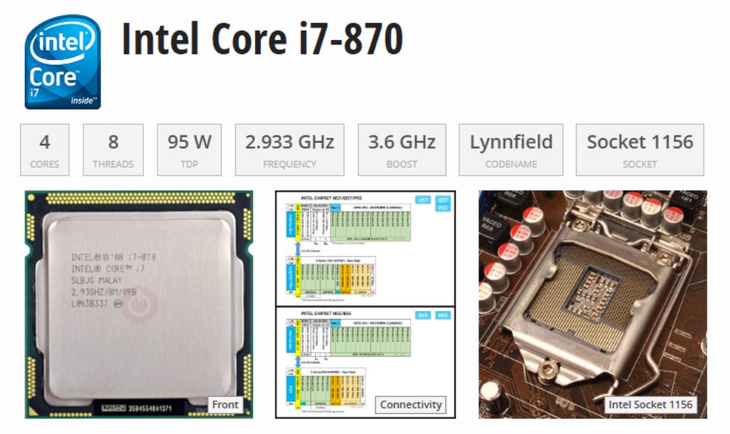 Intel Core  i7-870 CPU, Computers en Software, Processors, 4-core, Zo goed als nieuw, 2 tot 3 Ghz, Ophalen of Verzenden
