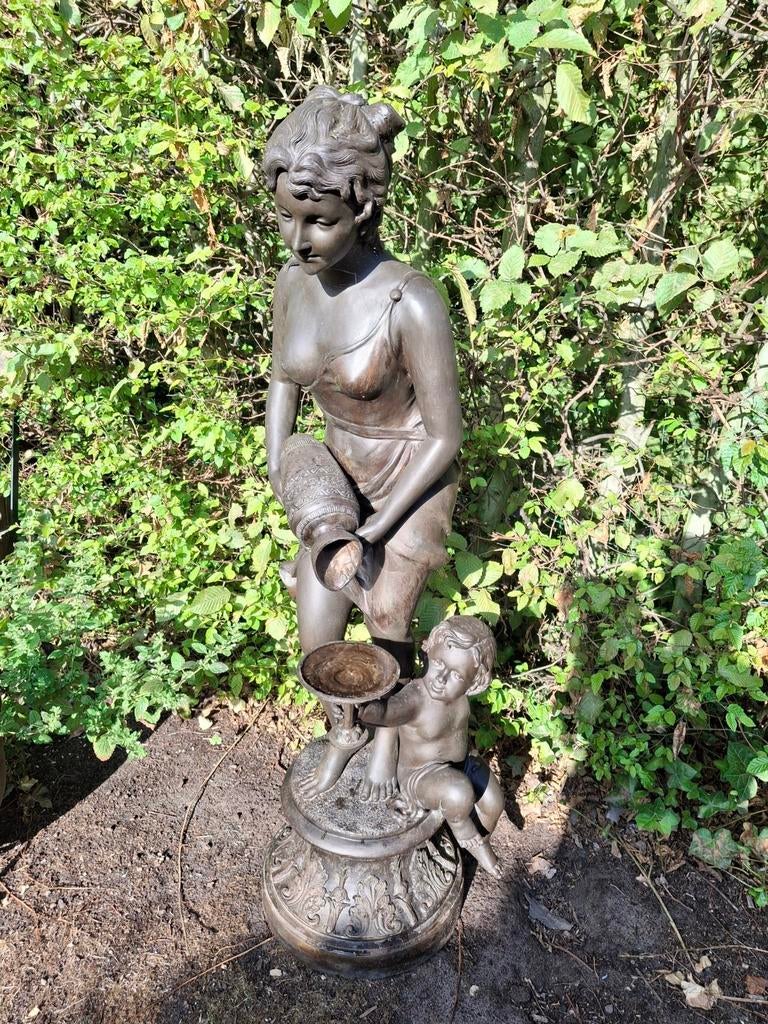Bronzen tuinbeeld/fontein, Tuin en Terras, Ophalen, Zo goed als nieuw