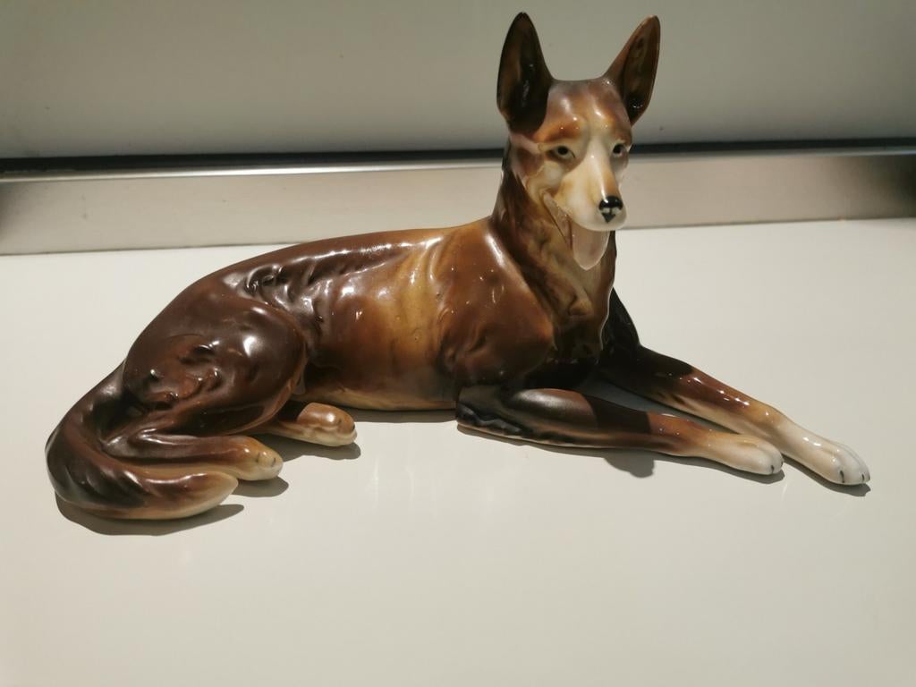 Vintage porselein beeld hond, Enlèvement ou Envoi