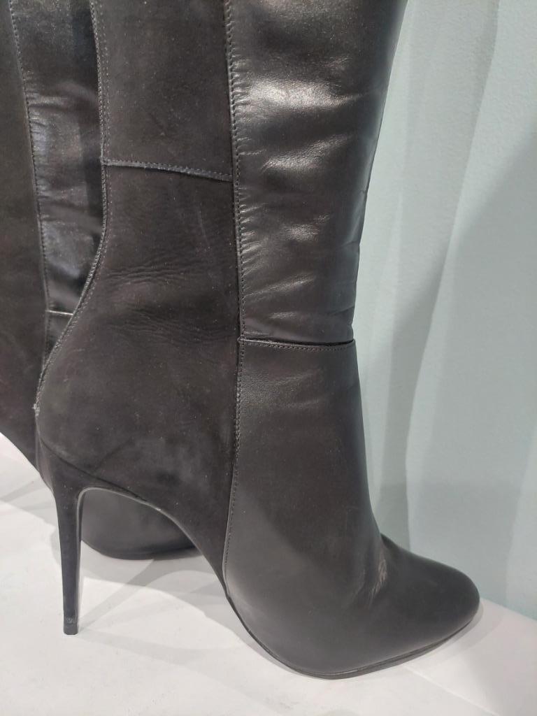 537C* KAZAR sexy bottes noires cuir bimatière high heels p39, KAZAR, Porté, Bottes hautes, Noir
