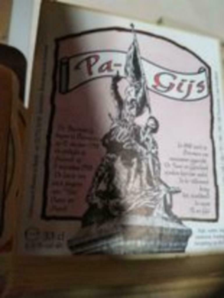 Houten staander Bier Pa Gijs Boerenkrijg Brouwerij Boelens, Verzenden, Gebruikt, Reclamebord, Plaat of Schild