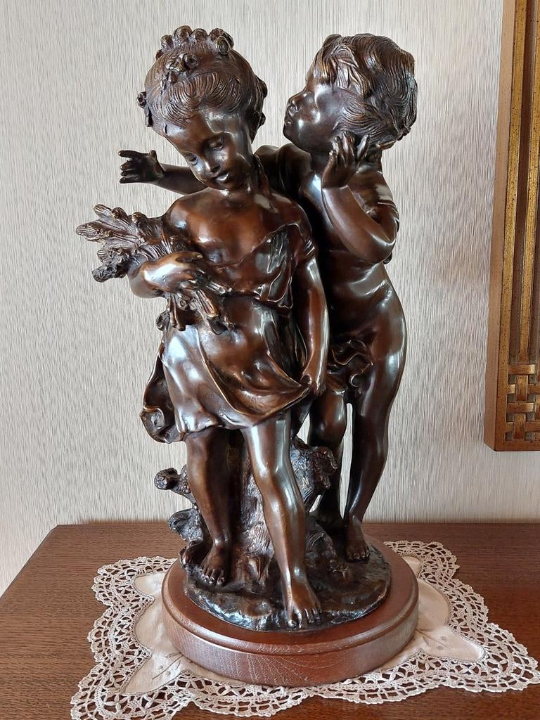 Auguste Moreau Bronze Sculpture of Boy and Girl, Enlèvement