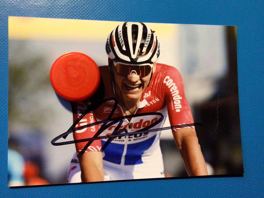 wielerfoto mathieu van der poel signe, Verzenden, Zo goed als nieuw