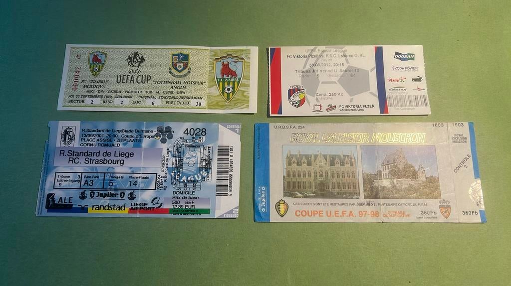 Tickets Coupe UEFA Tottenham Lokeren Standard et Mouscron, Collections, Articles de Sport & Football, Envoi, Utilisé