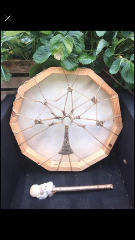 Grand tambour chamanique 55cm avec arbre de vie, Enlèvement