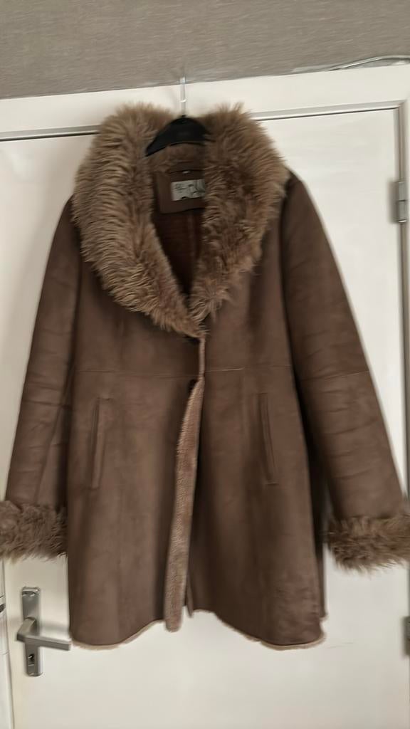 D’auvry bruine jas met pels 44, Kleding | Dames, Ophalen of Verzenden, Zo goed als nieuw