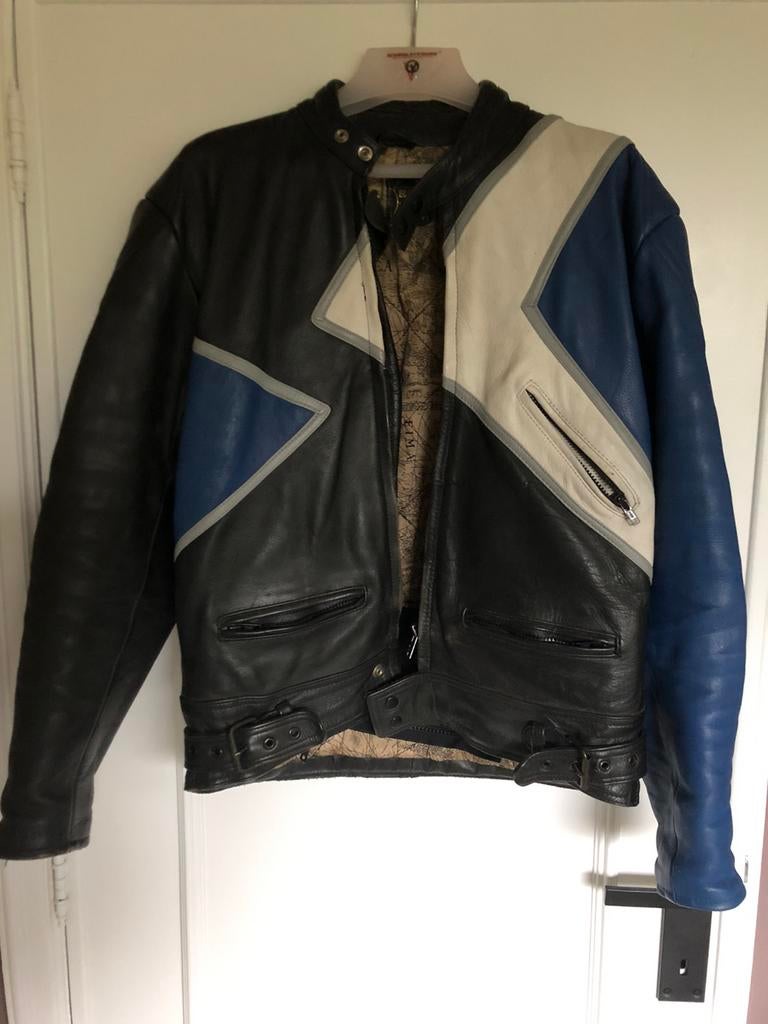 Oldschool leder motorvest jaren ‘90, Enlèvement, Porté, Taille 52/54 (L)