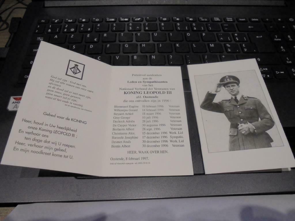 nationaal verbond der veteranen van K.Leopold III, Ophalen of Verzenden, Bidprentje