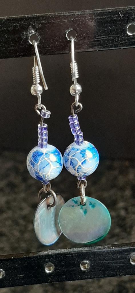 oorringen handgemaakt, Bijoux, Sacs & Beauté, Boucles d'oreilles, Neuf, Enlèvement ou Envoi, Autres matériaux, Bleu