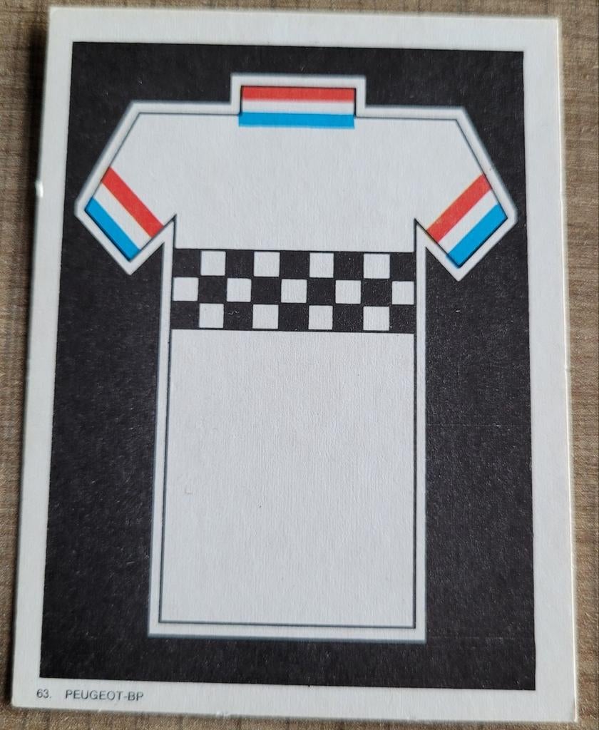 Oud verzamelkaartje: wielertruitje Peugeot, Verzamelen, Ophalen of Verzenden, Zo goed als nieuw, Overige onderwerpen, Prent