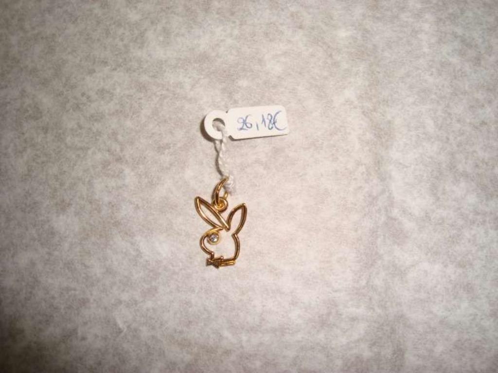 hangertje plaque d'or playboy bunny met 1 zirconia nieuw, Neuf, Enlèvement ou Envoi, Autres matériaux, Autres représentations