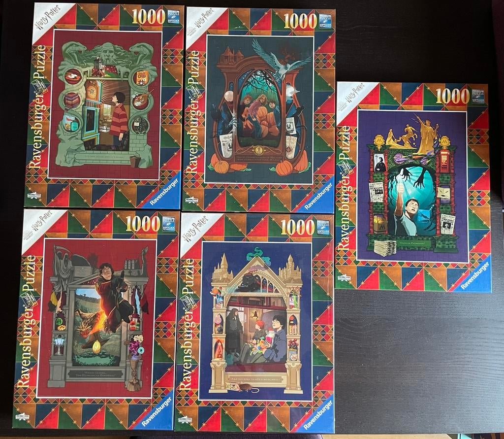 Set 5 puzzels Harry Potter, Hobby en Vrije tijd, Ophalen of Verzenden, 500 t/m 1500 stukjes, Nieuw, Legpuzzel