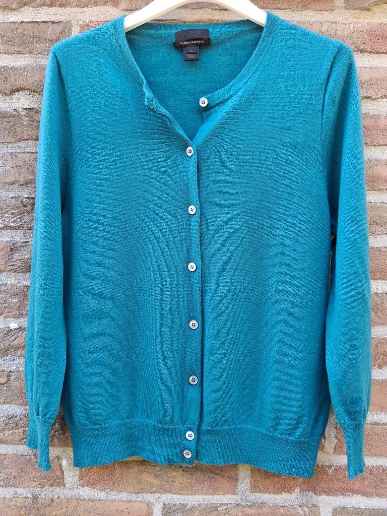 100 % Italian Cashmere cardigan 'J.CREW' - maat 38, Enlèvement ou Envoi, Comme neuf, Taille 38/40 (M), Bleu
