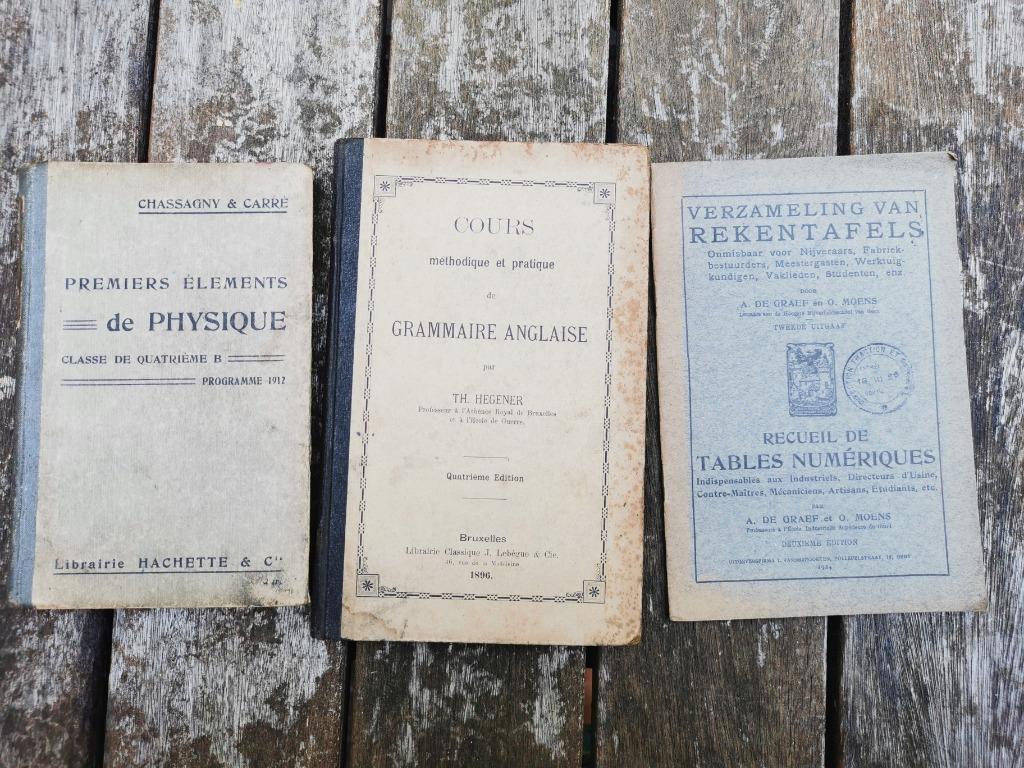 Lot oude leerboeken - physique - grammaire - rekentafels, Enlèvement ou Envoi