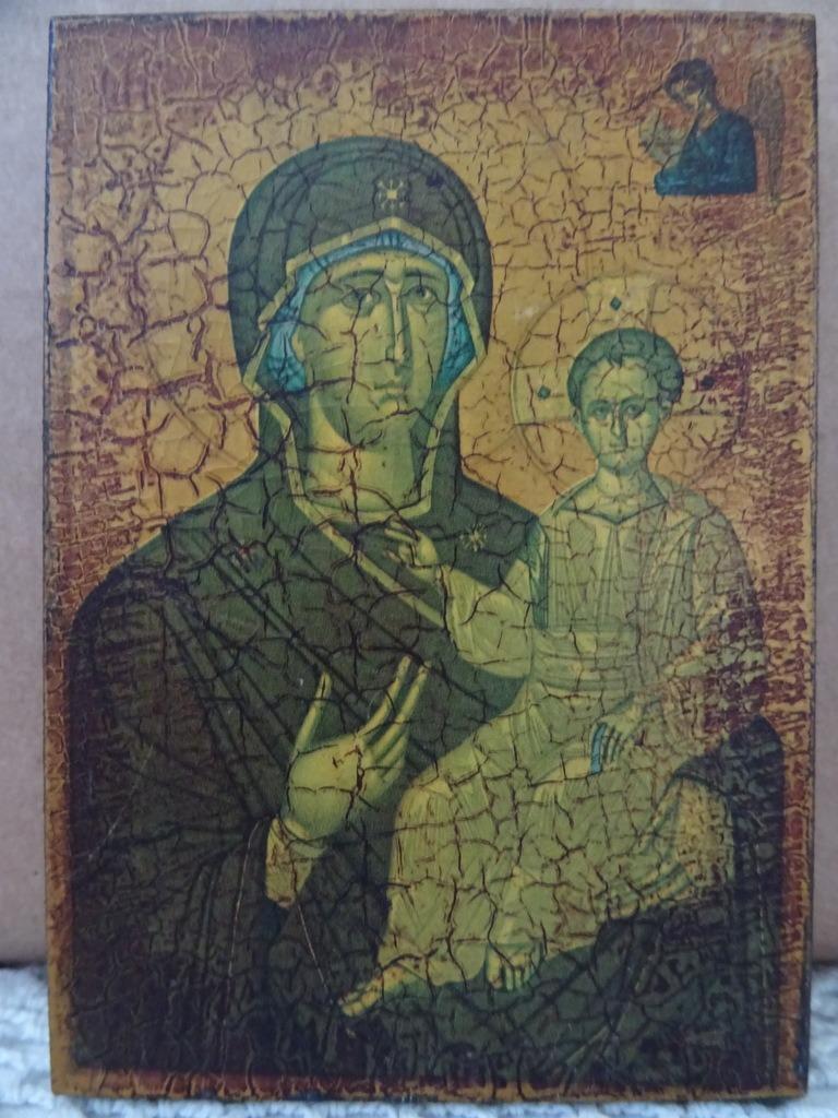 Icône Marie et ange 7x10cm icône en bois La Mère de Dieu, Collections, Religion, Comme neuf, Christianisme | Catholique, Autres types