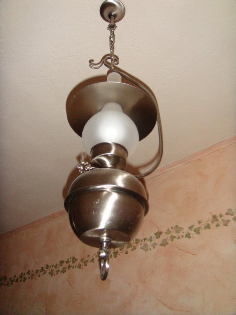 Lustre quinquet façon étain, Enlèvement ou Envoi, Comme neuf, Verre