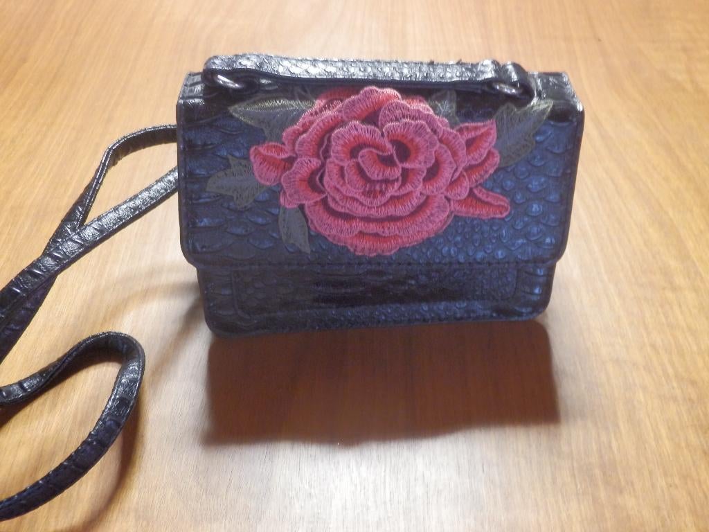 (21) - sac de femme  noir rouge - atmosphére -, Handtassen en Accessoires, Ophalen of Verzenden, Zo goed als nieuw, Zwart, Schoudertasje