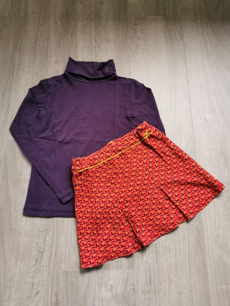 Rokje S1 en paarse longsleeve - maat 128, Gebruikt, Meisje, Ophalen of Verzenden, Someone