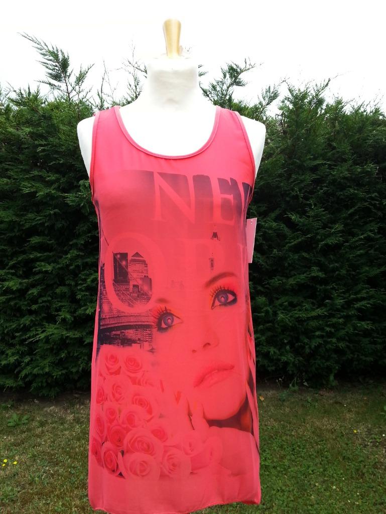 tuniek / lang topje + print koraal speciale rug Nieuw TU, Enlèvement ou Envoi, Neuf, Taille 38/40 (M), Rouge