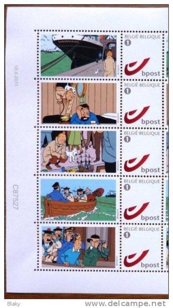 2011-11-DUOSTAMP 5T. TINTIN ET LA LICORNE SPILBERG AVEC DATE, Envoi, Non oblitéré, Neuf