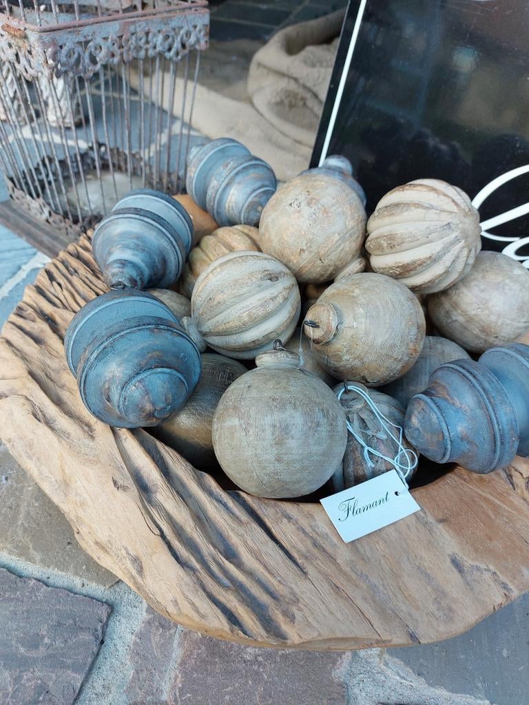 Houten kerstballen diverse soorten, Diversen, Kerst, Ophalen, Zo goed als nieuw