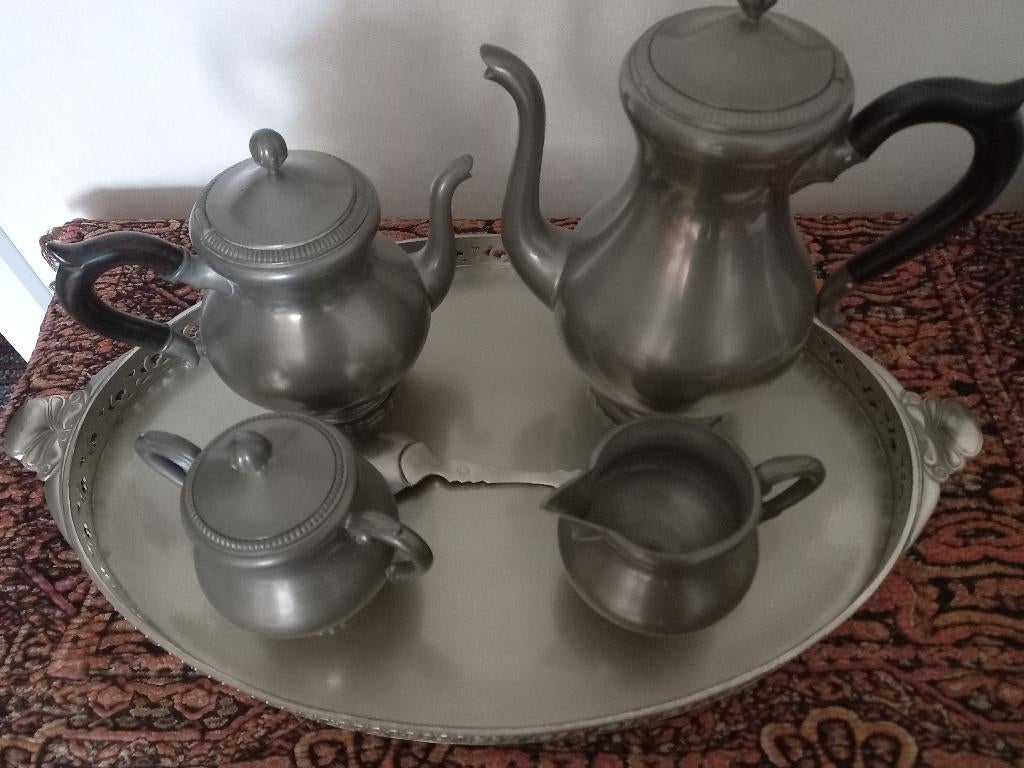 tinnen schaal met kannen, Antiek en Kunst, Antiek | Tin, Ophalen