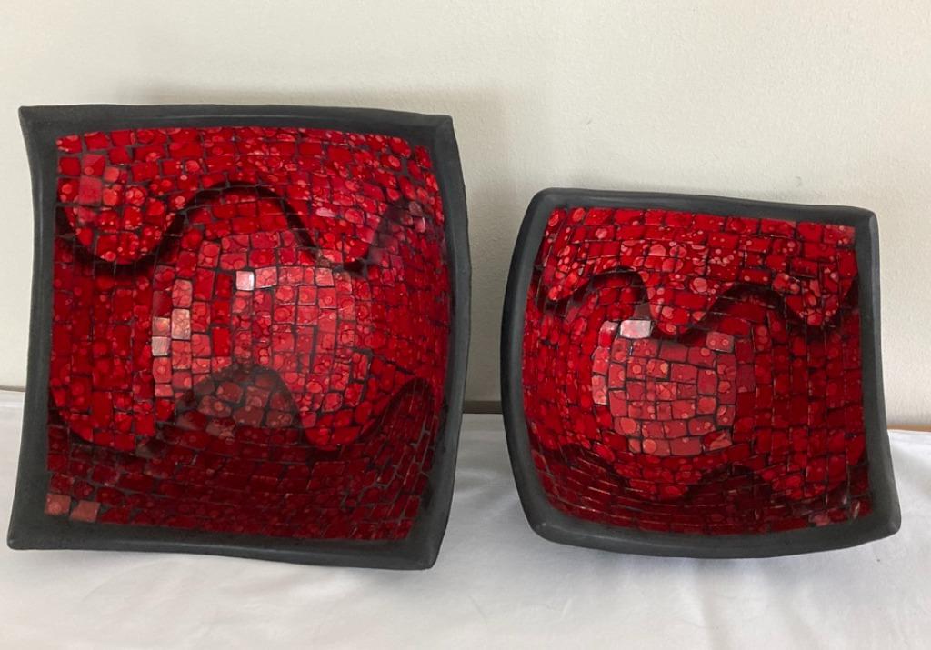 MOZAÏEK SCHAAL ROOD VIERKANT 30X30X16 cm NIEUW, Schaal, Vierkant, Nieuw, Ophalen of Verzenden