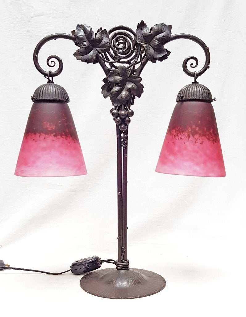 Art Deco dubbele bijzetlamp - Schneider., Ophalen of Verzenden