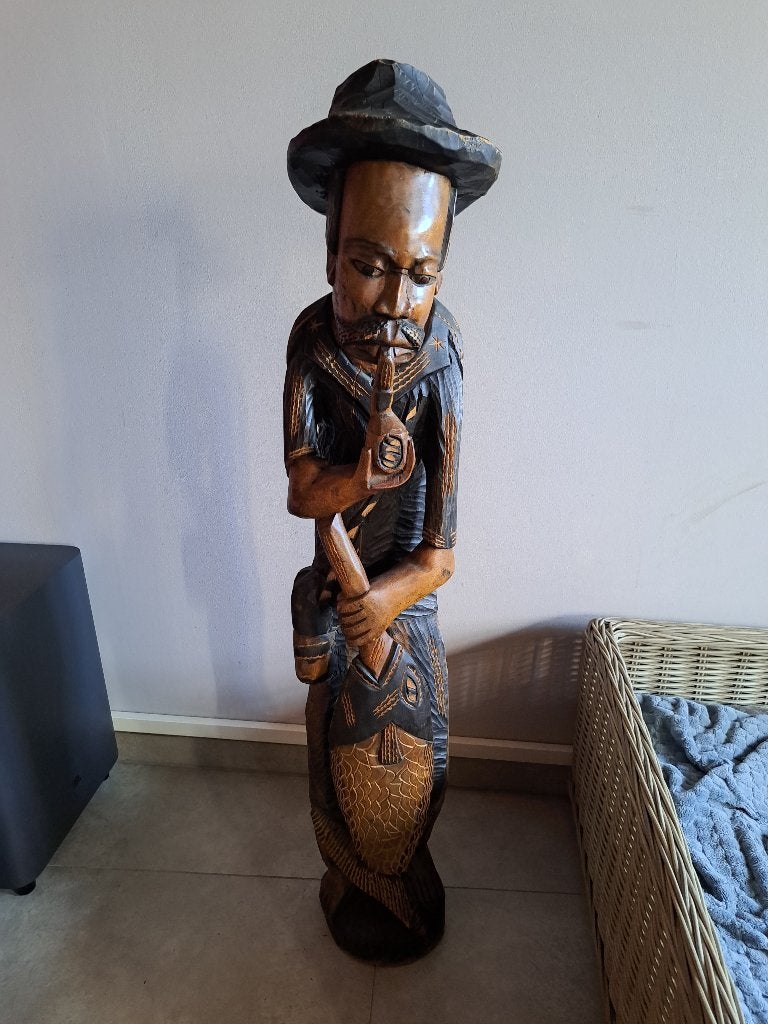 Houten beeld, Ophalen, Houtsnijwerk, 1 meter - 2 meter, Hout