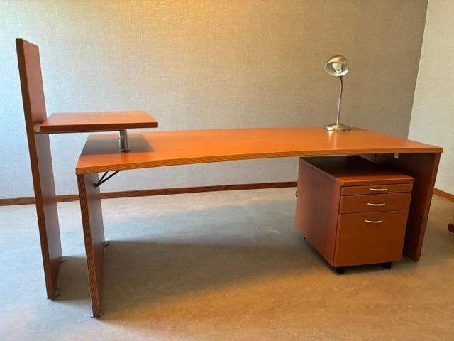 Stijlvolle houten bureau met ladenblok, Maison & Meubles, Bureaux, Utilisé, Autres types, Autres marques, Vintage, Bois, Brun