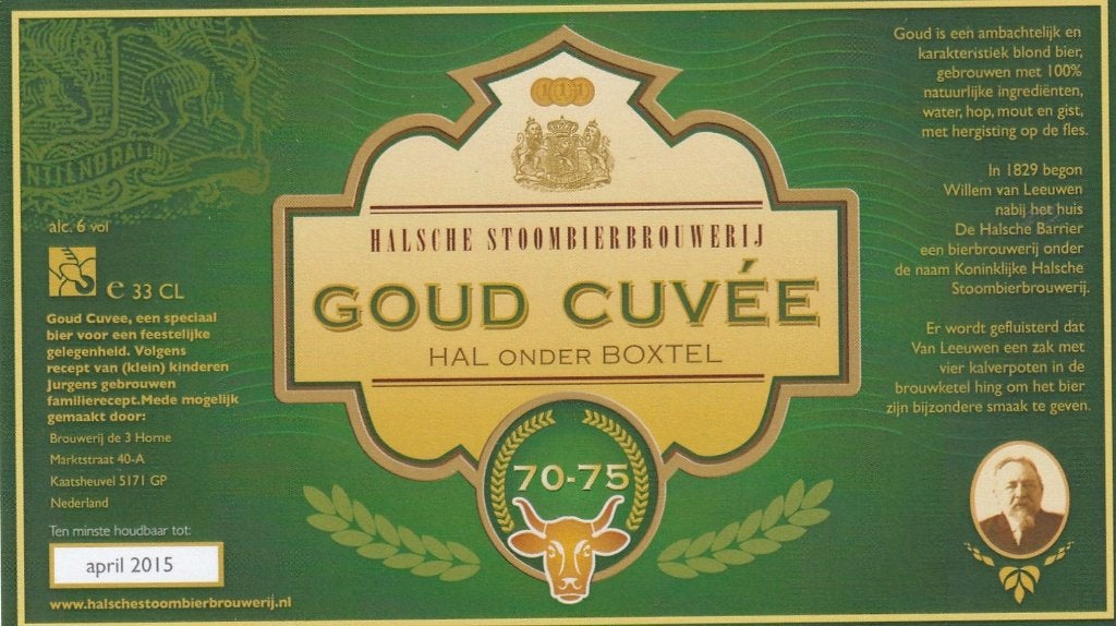 bieretiket Nederland Halsche stoombierbr : Goud Cuvée, Verzamelen, Biermerken, Verzenden, Nieuw, Overige typen, Overige merken