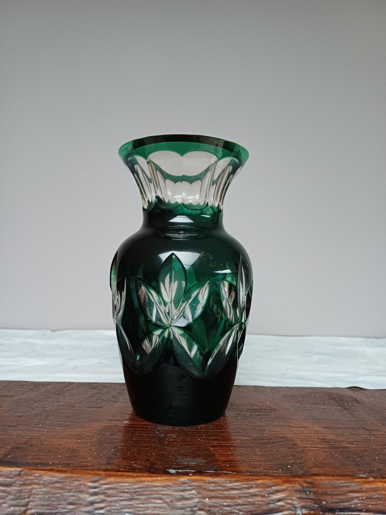 val saint lambert zwaar glas vaasje 15 cm in de orgineel, Antiek en Kunst, Ophalen