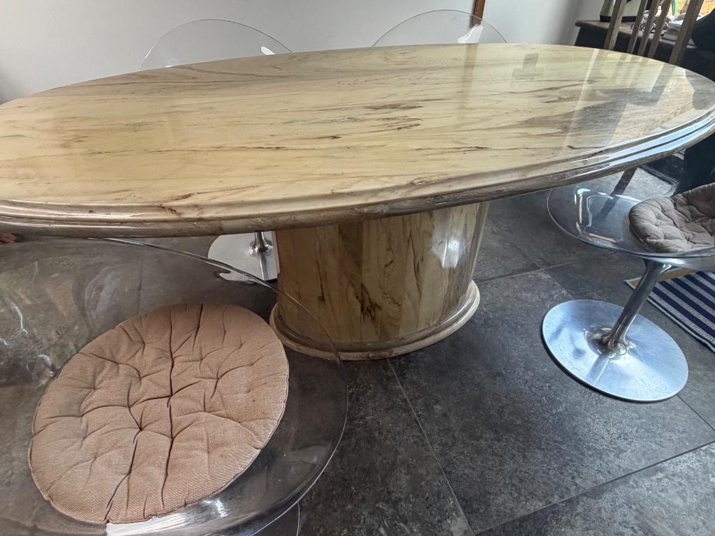 Marmeren tafel, Huis en Inrichting, Ophalen, Overige materialen, Gebruikt, 50 tot 100 cm