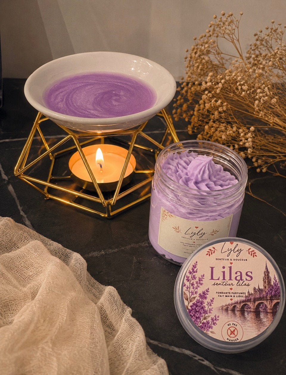 Fondant parfumé chantilly Lilas 50g, Enlèvement ou Envoi, Neuf, Violet, Bougie