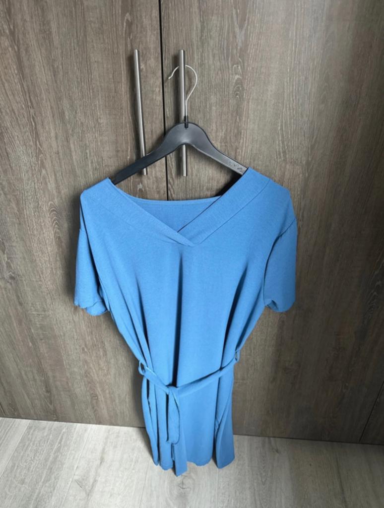 Zomerjurk ~ one size, Kleding | Dames, Ophalen of Verzenden, Nieuw, Blauw, Onder de knie