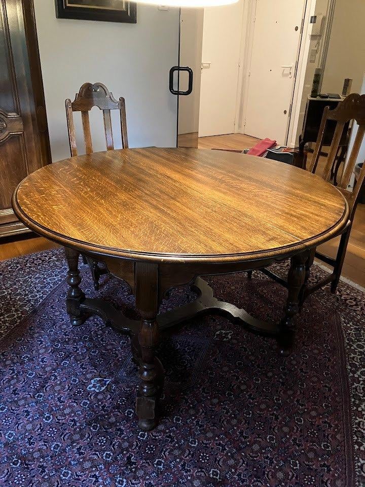 Ronde verlengbare eettafel, 100 à 150 cm, Cinq personnes ou plus, Eik, Rond