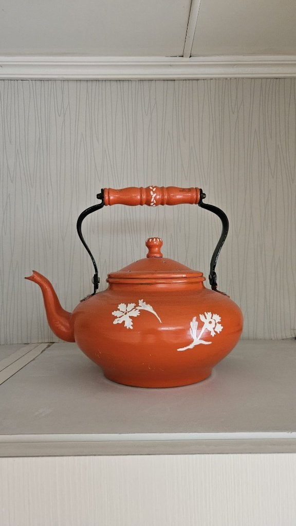 Vintage oranje theepot, Antiek en Kunst, Ophalen